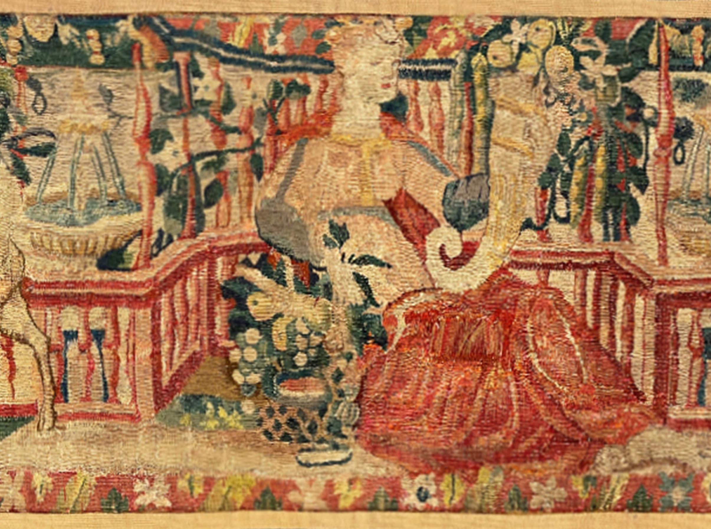Late 16th Century Brussels Mythological Tapestry, Horizontal, Woman & Cornucopia In Good Condition For Sale In New York, NY