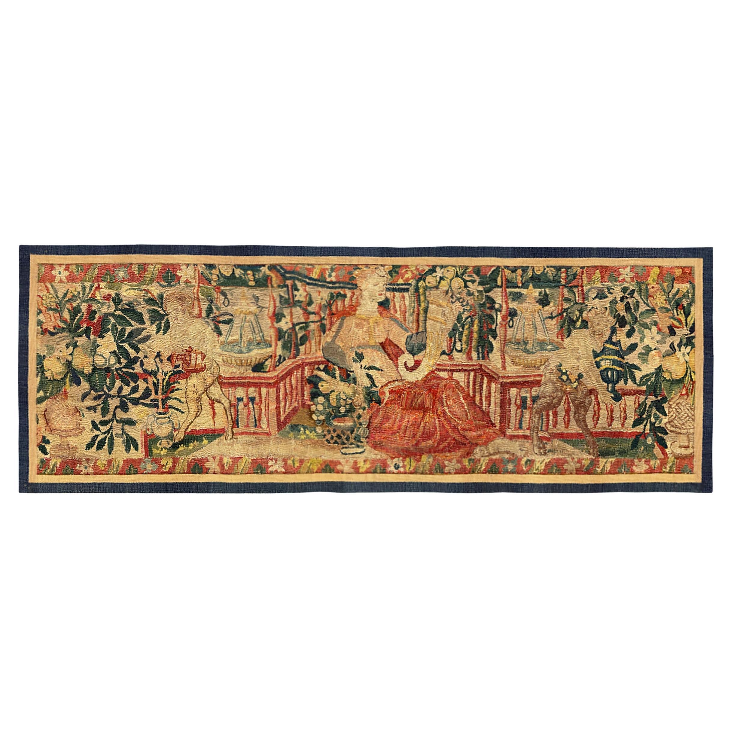 Late 16th Century Brussels Mythological Tapestry, Horizontal, Woman & Cornucopia For Sale
