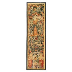 Antique Late 16th Century Brussels Mythological Tapestry Panel, Vertical, Women & Flower