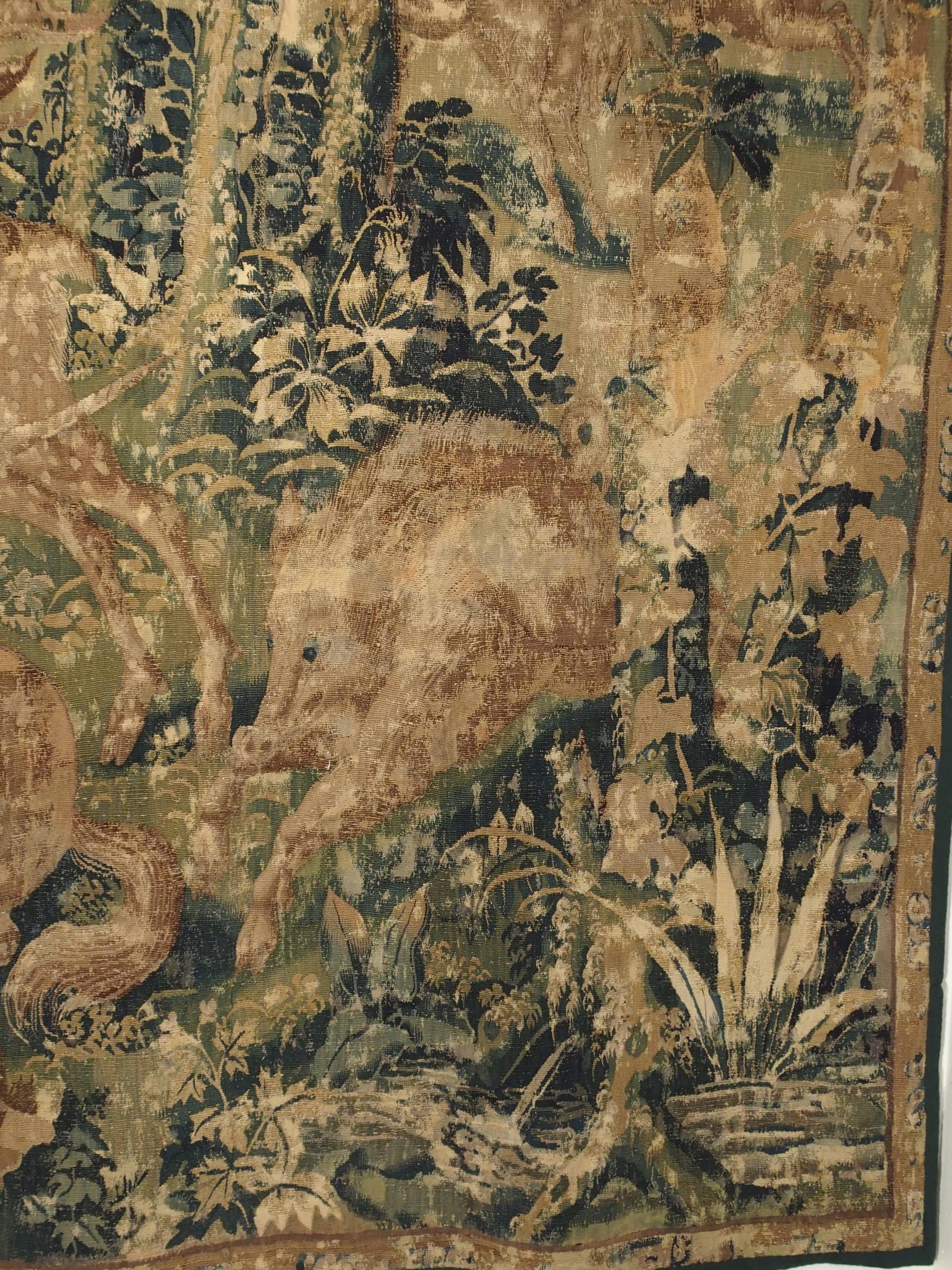 Late 16th Century Flemish Game Park Tapestry with Unicorn, Stag, and Boar 2