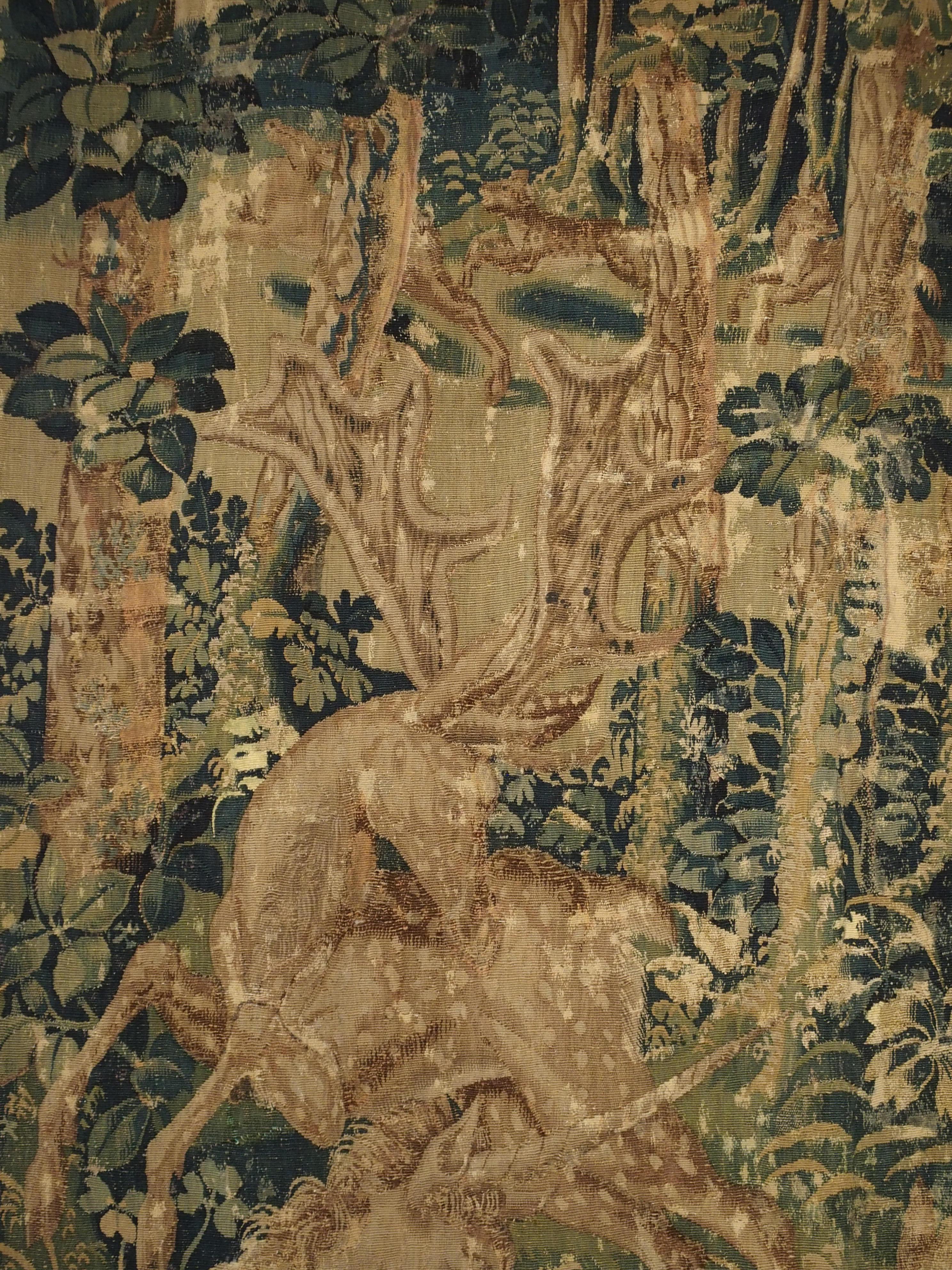 Late 16th Century Flemish Game Park Tapestry with Unicorn, Stag, and Boar 3