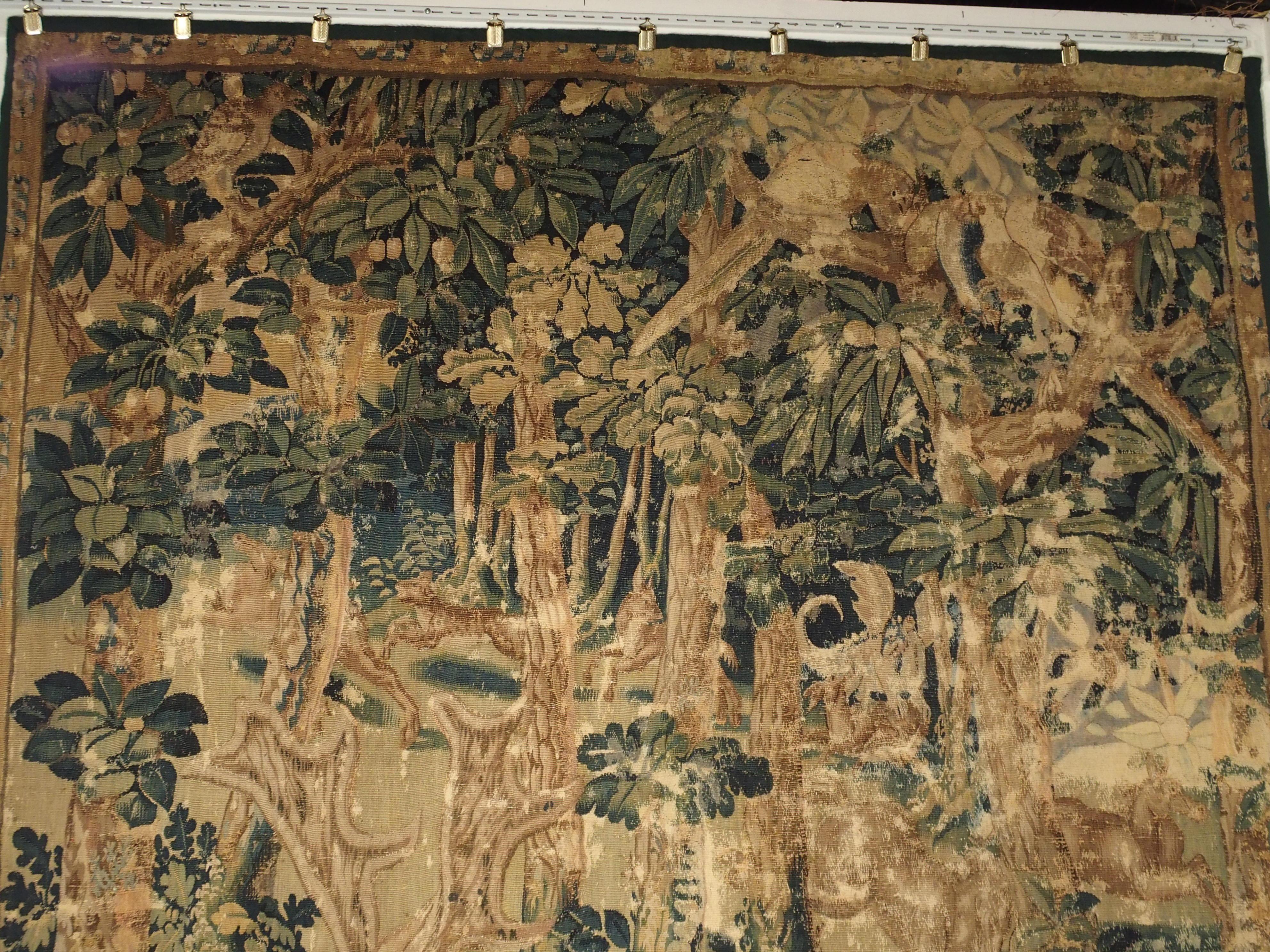 Belgian Late 16th Century Flemish Game Park Tapestry with Unicorn, Stag, and Boar