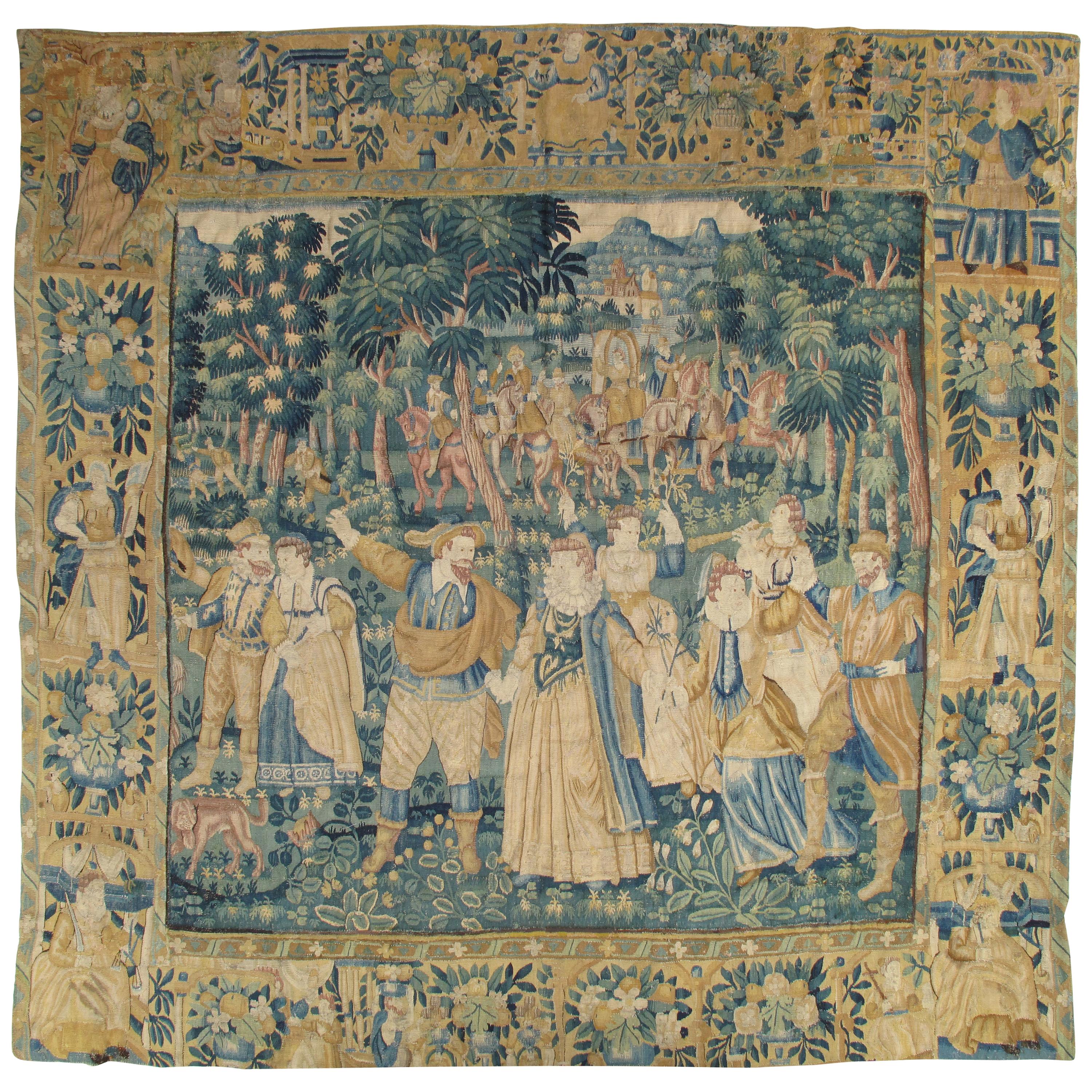 Flämischer historischer Wandteppich aus dem späten 16.