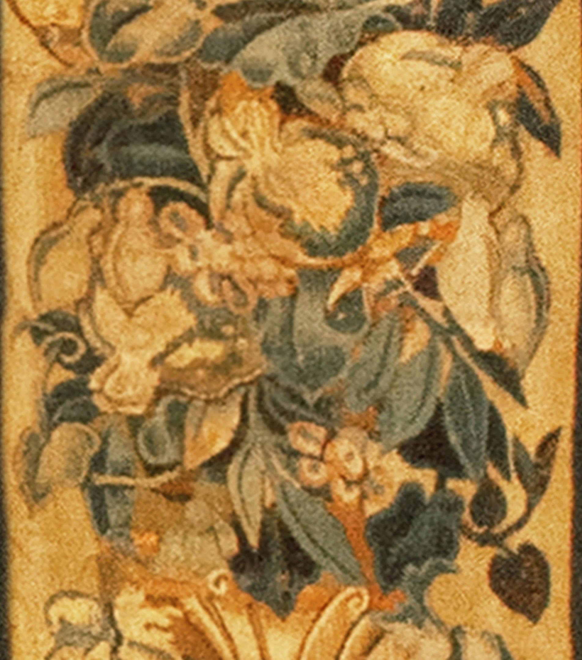 Late 16th Century Flemish Historical Tapestry, Oriented Vertically, with Flowers For Sale 1