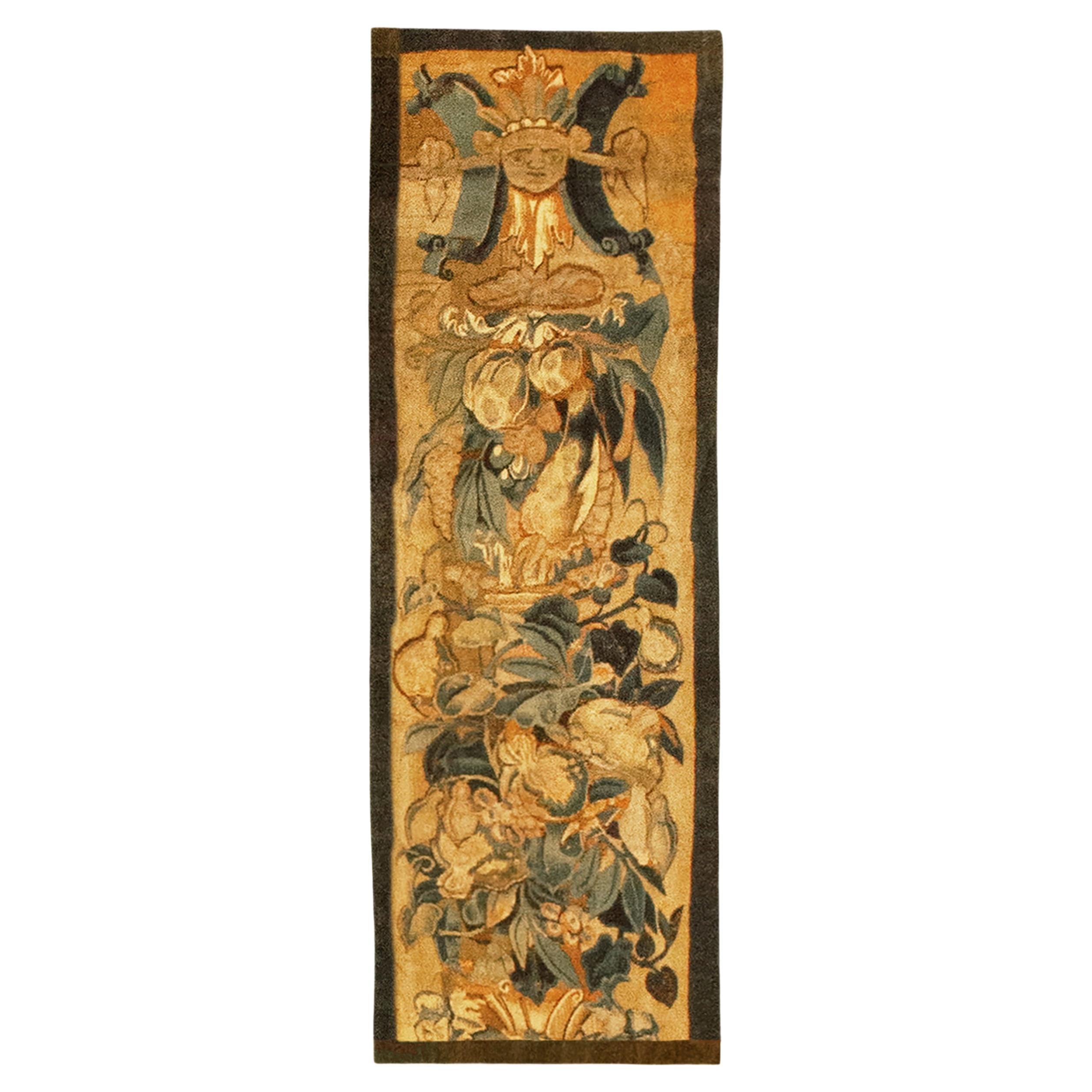 Late 16th Century Flemish Historical Tapestry, Oriented Vertically, with Flowers For Sale
