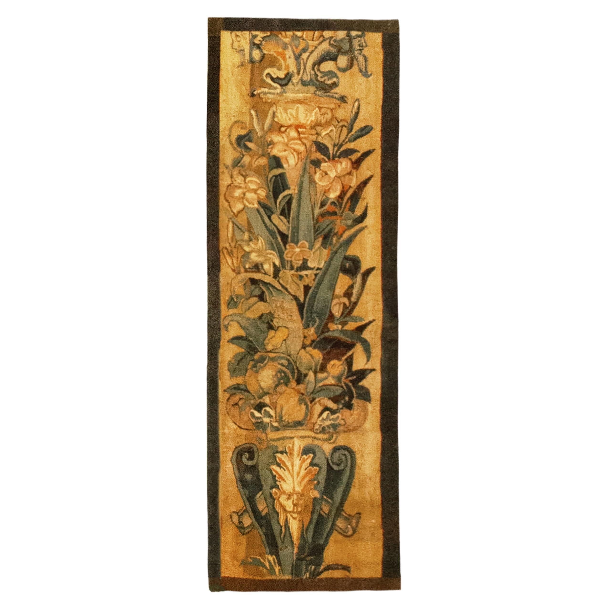 Late 16th Century Flemish Historical Tapestry, with Flowers, Vertically Oriented For Sale