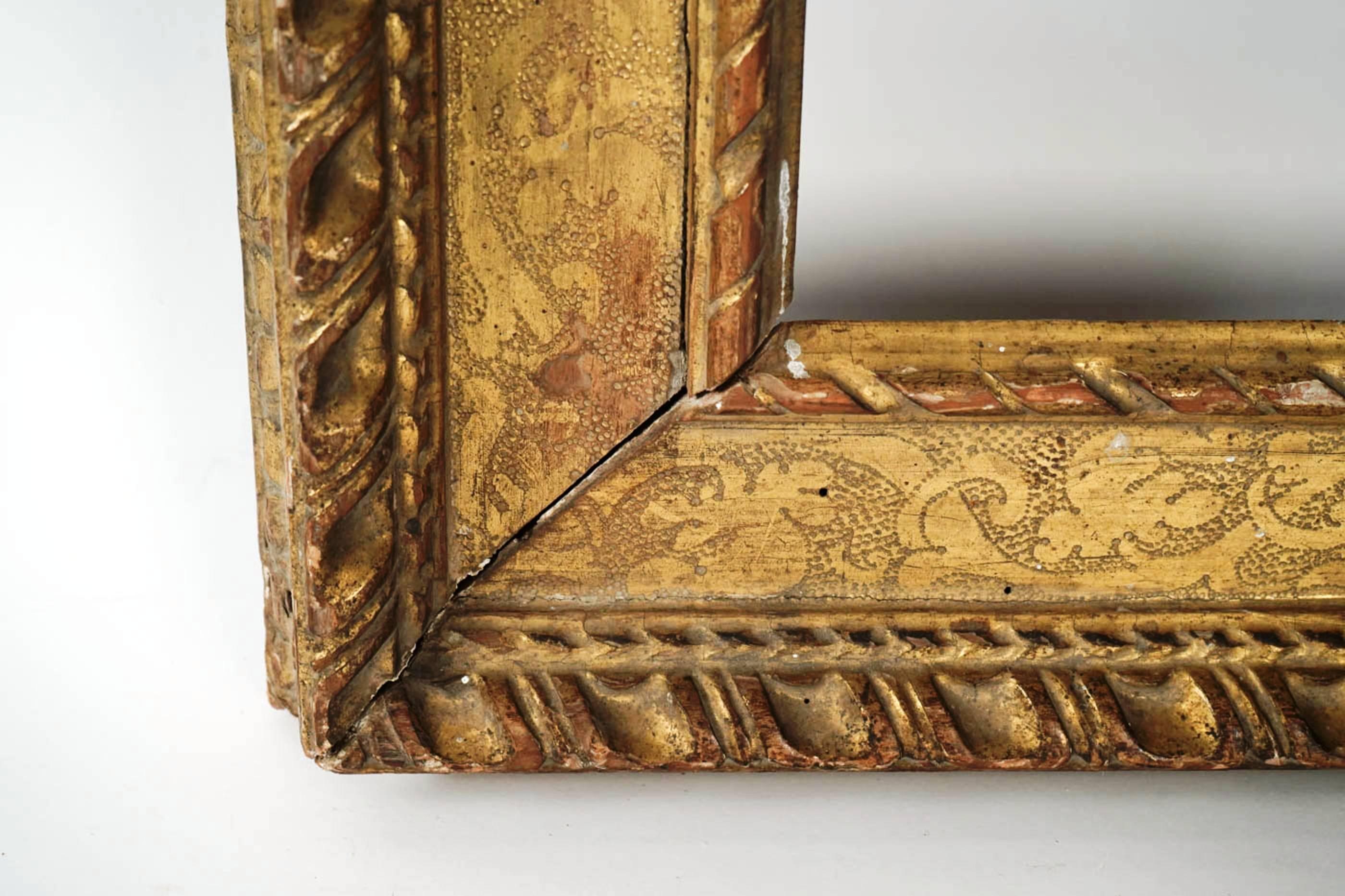 Italian Late 16th Century Frame Mounted as Mirror, Carved Giltwood, Italy, 1580s