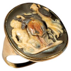 Bague en or et agate de la fin du XVIe siècle, ornée d'un camée représentant Athéna et Poséidon