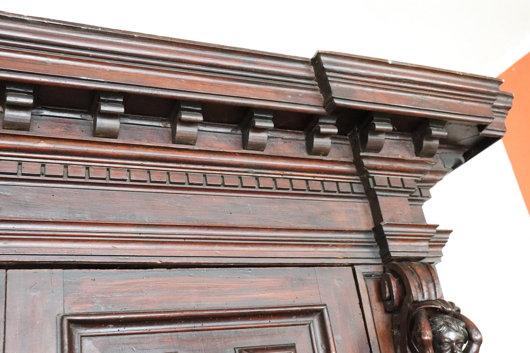 Late 16th Century Italian Louis XIV Hand Carved Walnut Wardrobe or Armoire 5