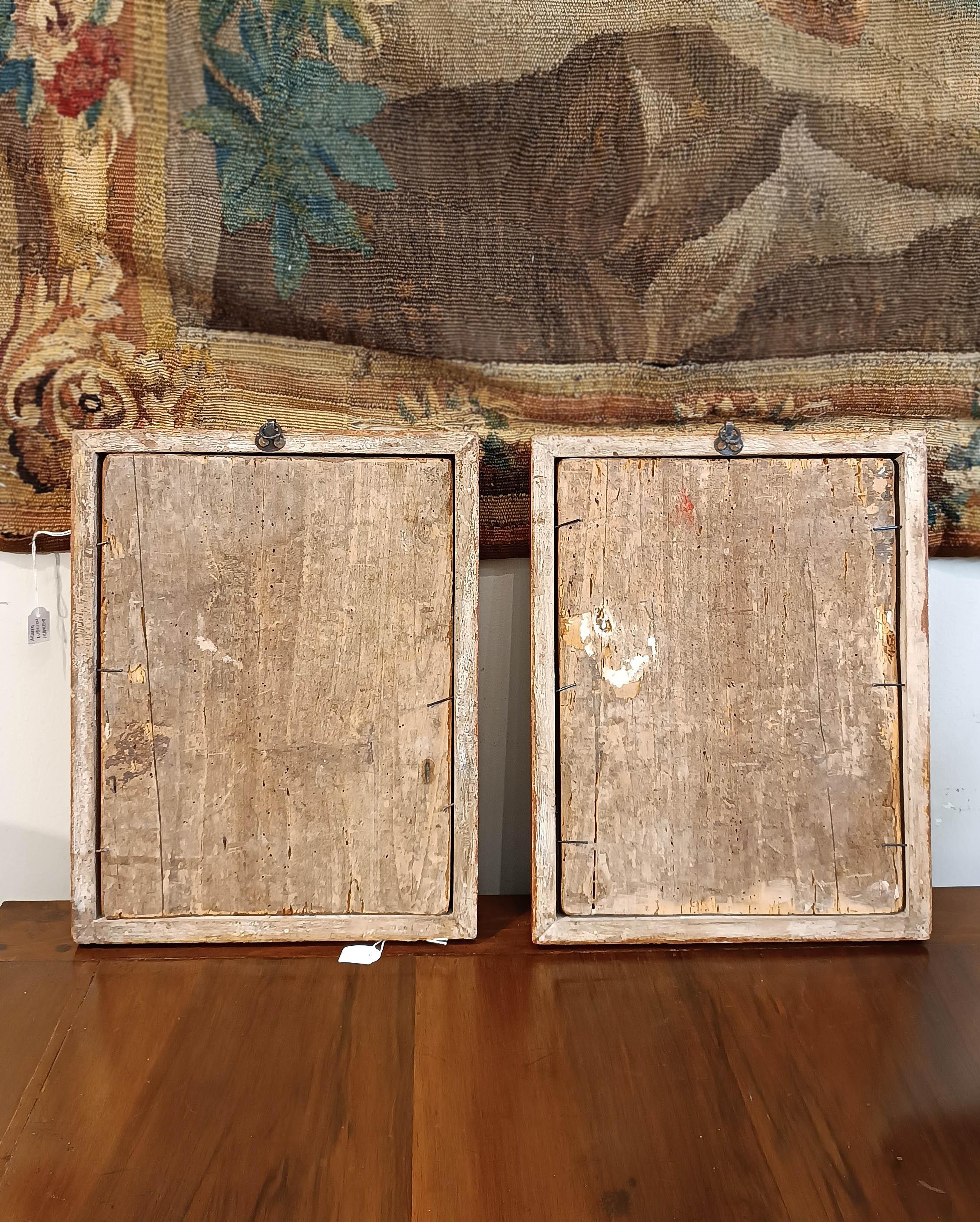 LATE 16th CENTURY PAIR OF OIL PAINTINGS ON WOODEN PANELS For Sale 2