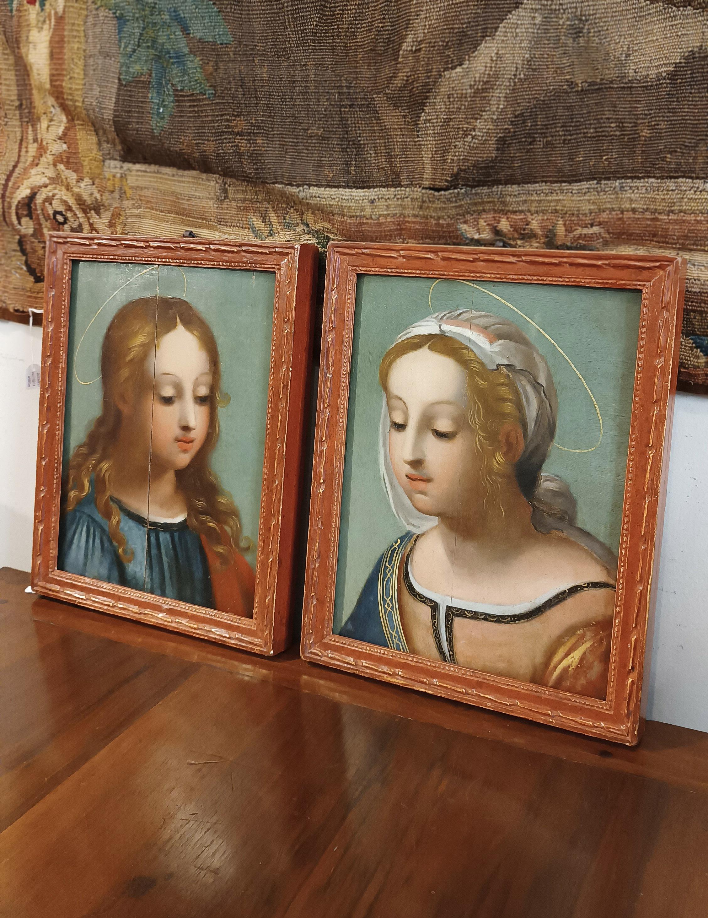 LATE 16th CENTURY PAIR OF OIL PAINTINGS ON WOODEN PANELS For Sale 3