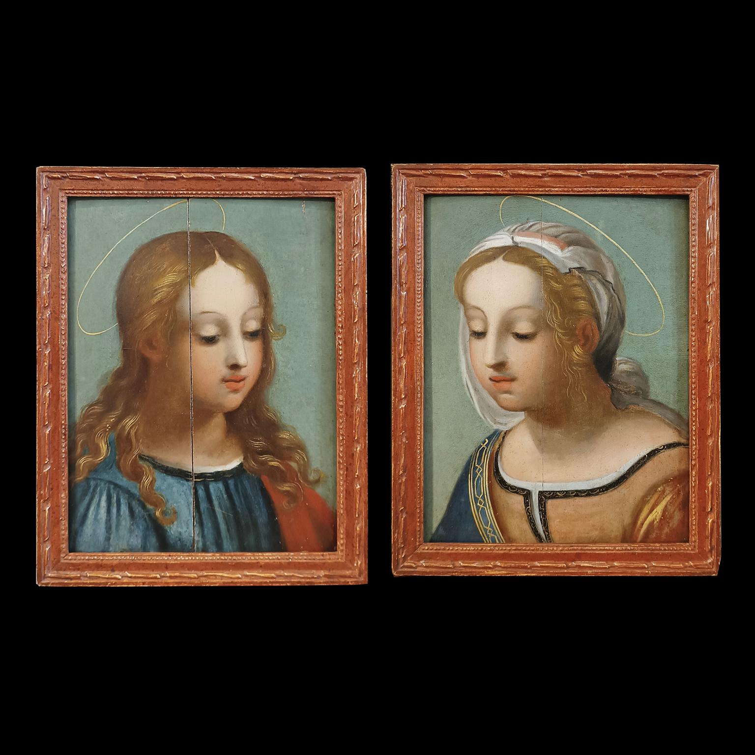 LATE 16th CENTURY PAIR OF OIL PAINTINGS ON WOODEN PANELS For Sale 4