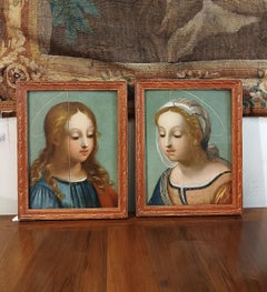LATE 16th CENTURY PAIR OF OIL PAINTINGS ON WOODEN PANELS