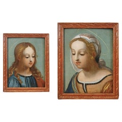 LATE 16th CENTURY PAIR OF OIL PAINTINGS ON WOODEN PANELS