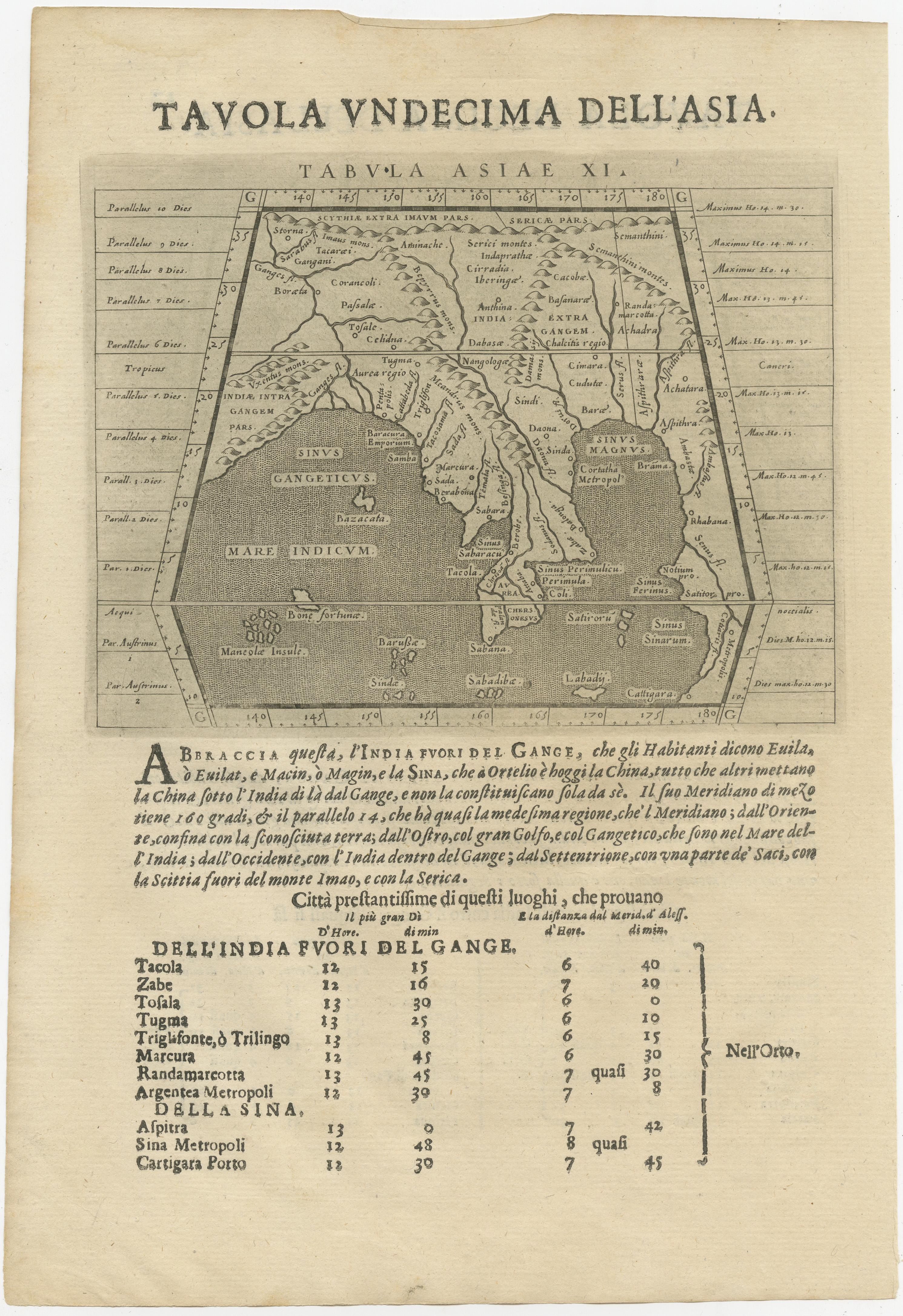 One sheet with two engraved maps, one on each site, and text in Italian. Late 16th century copper engravings in great condition, considering its age. 

