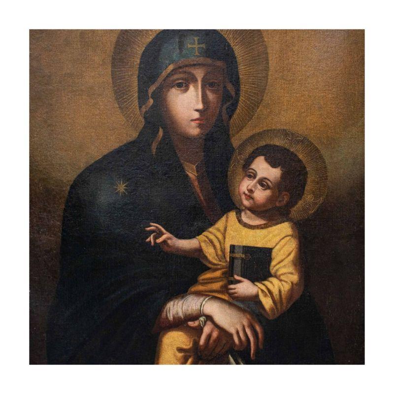 Late 16th - Early 17th Century Madonna with Child Painting Oil on Canvas 8