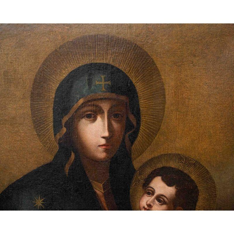 Italian Late 16th - Early 17th Century Madonna with Child Painting Oil on Canvas