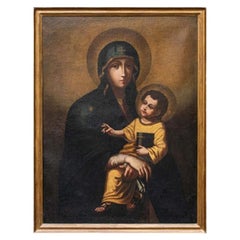 Late 16th - Early 17th Century Madonna with Child Painting Oil on Canvas