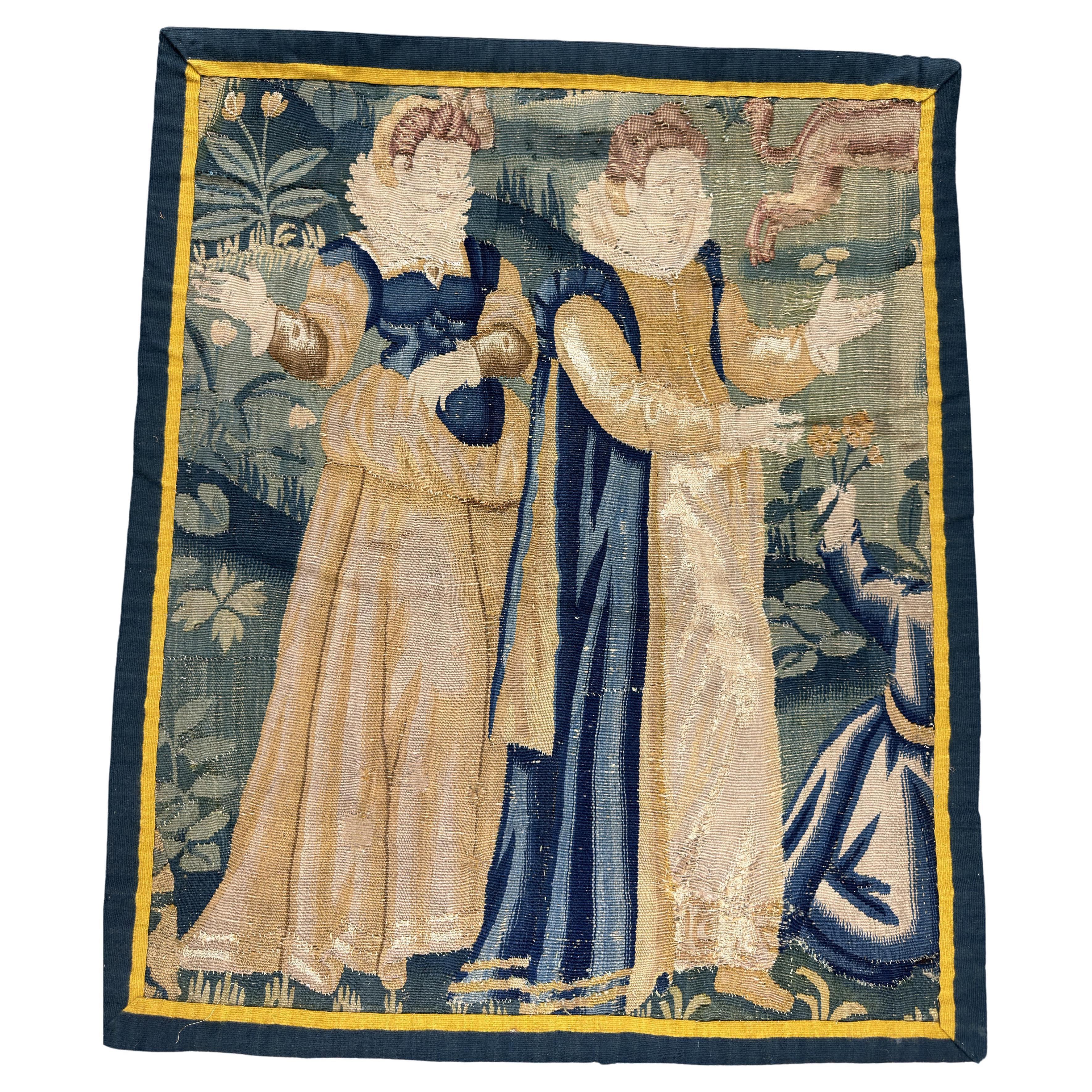 Late 16th / Early 17th Century Tapestry Fragment Wall Hanging For Sale
