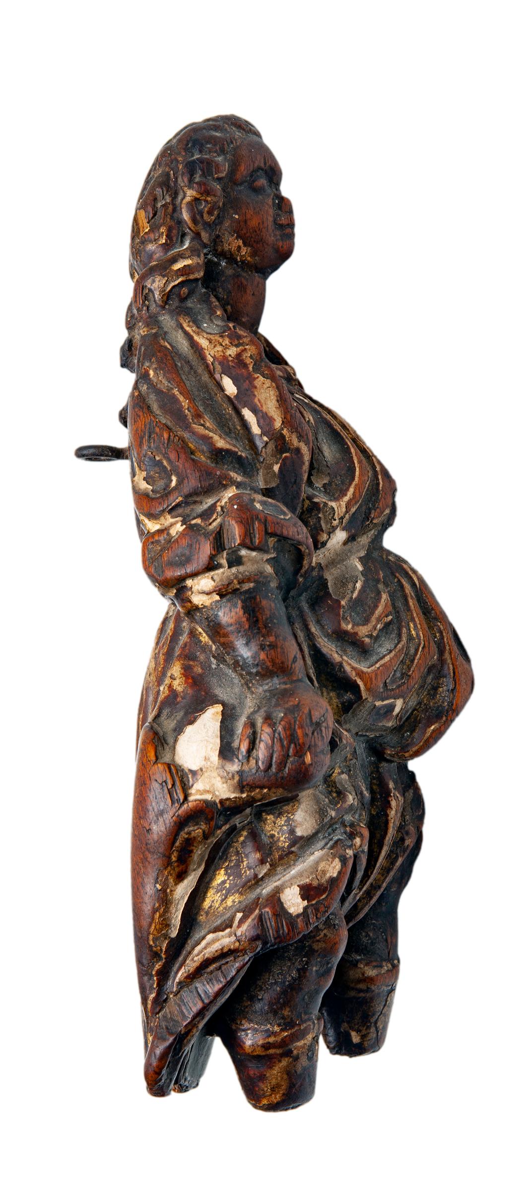 Late 16thC French Wood Carving of a Female For Sale 2