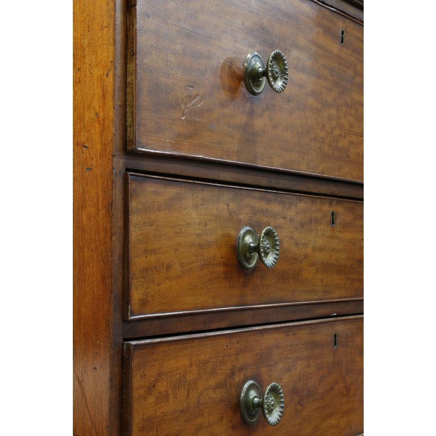Hand-Crafted Late 1700's English George III Mahogany Secretary / Bookcase w/ Pull Out Desk For Sale