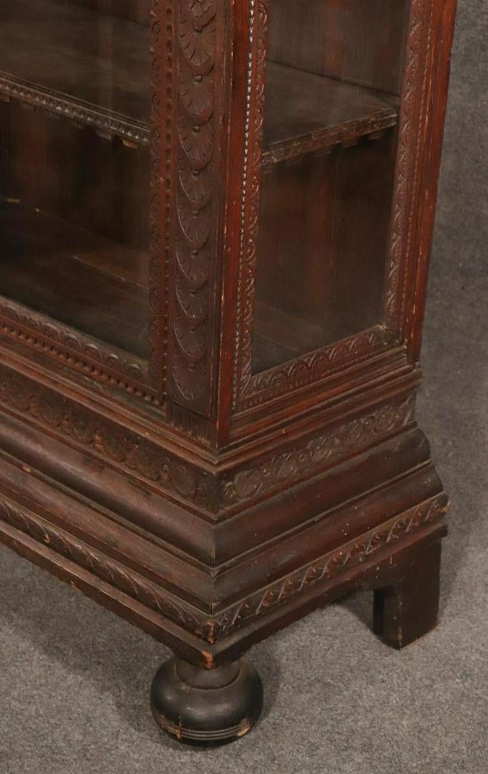 Italian Carved Oak Figural China Cabinet Vitrine Bookcase, Late 1700s 2
