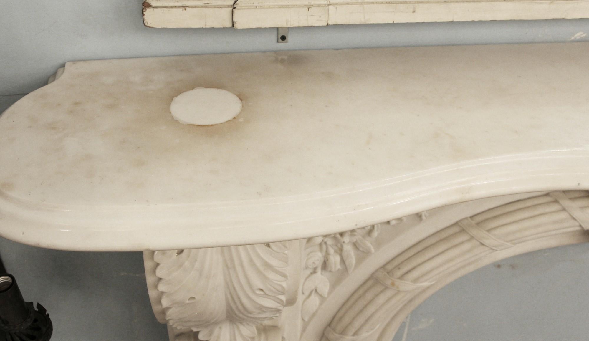 19th Century President Monroe's Heavy Carved Statuary Marble Mantel For Sale