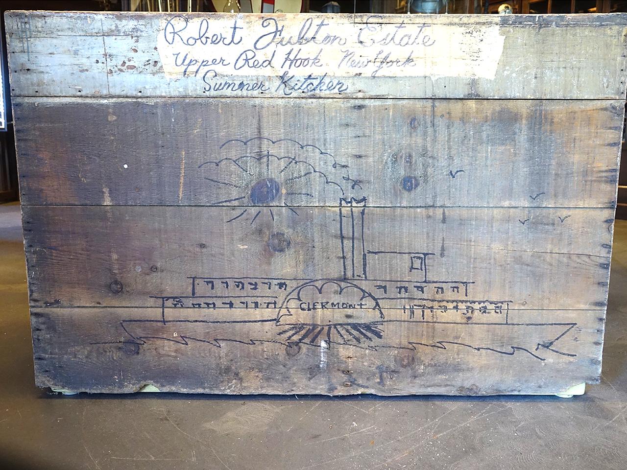 Late 1700s Painted Dry Sink - Signed In Distressed Condition In Peekskill, NY
