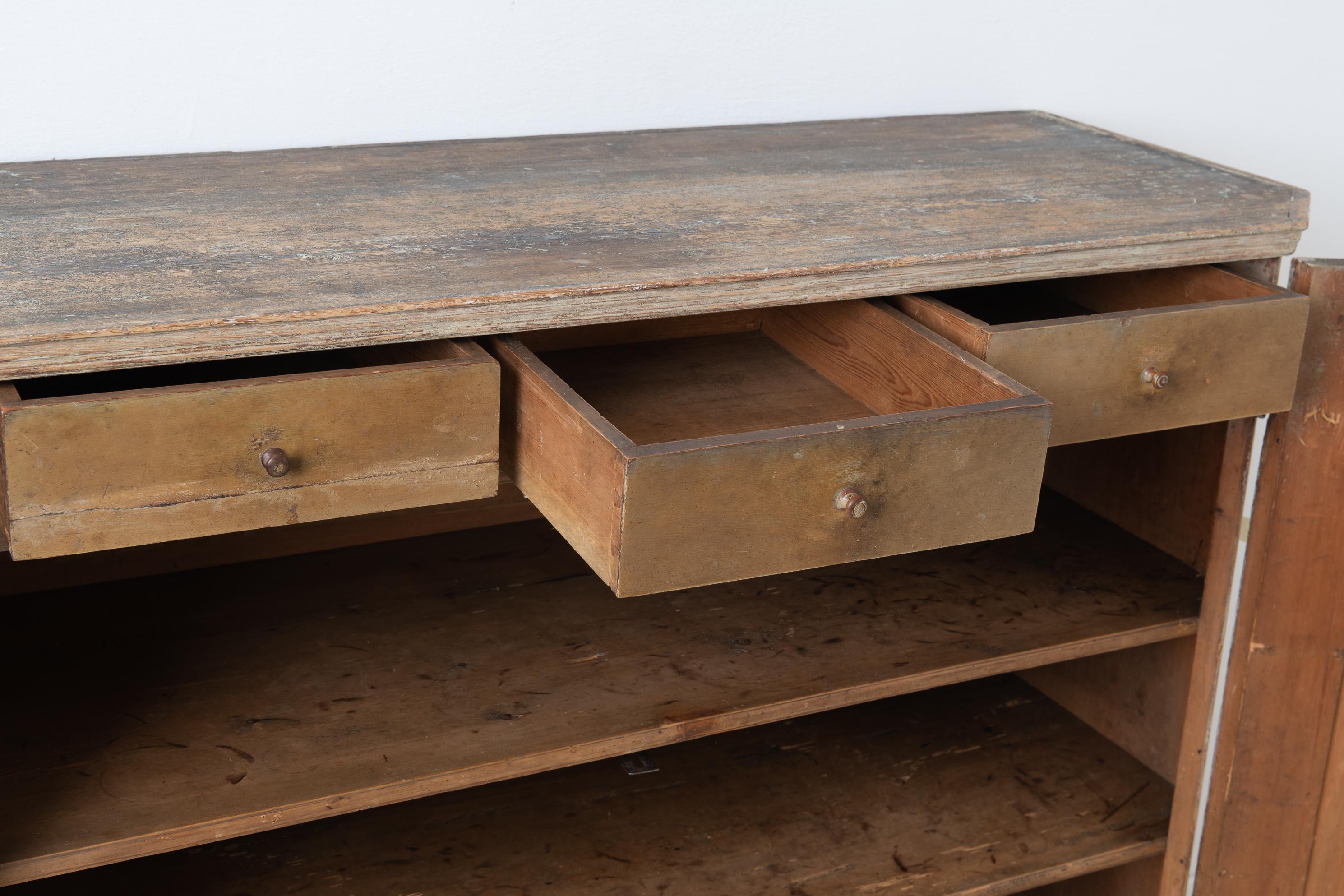 Genuine Antique Swedish Rustic Gustavian Neoclassical Pine Sideboard 9