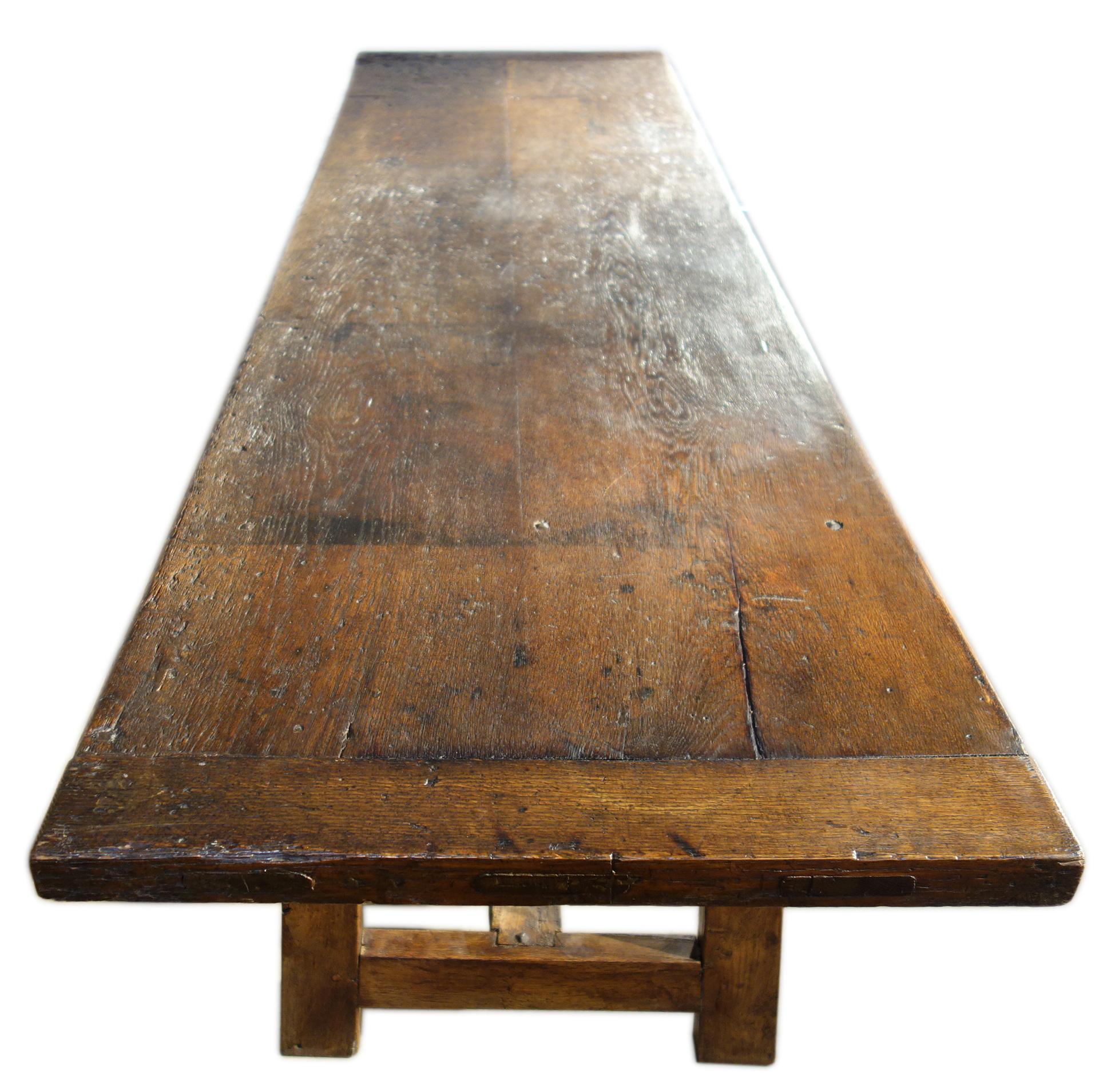 17th Century Late 17th C Italian Chestnut Trestle Table also Available in Custom Sizes For Sale