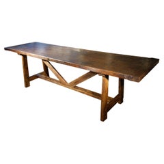 Mesa de caballete de castaño italiano de finales del siglo XVII también disponible en tamaños personalizados