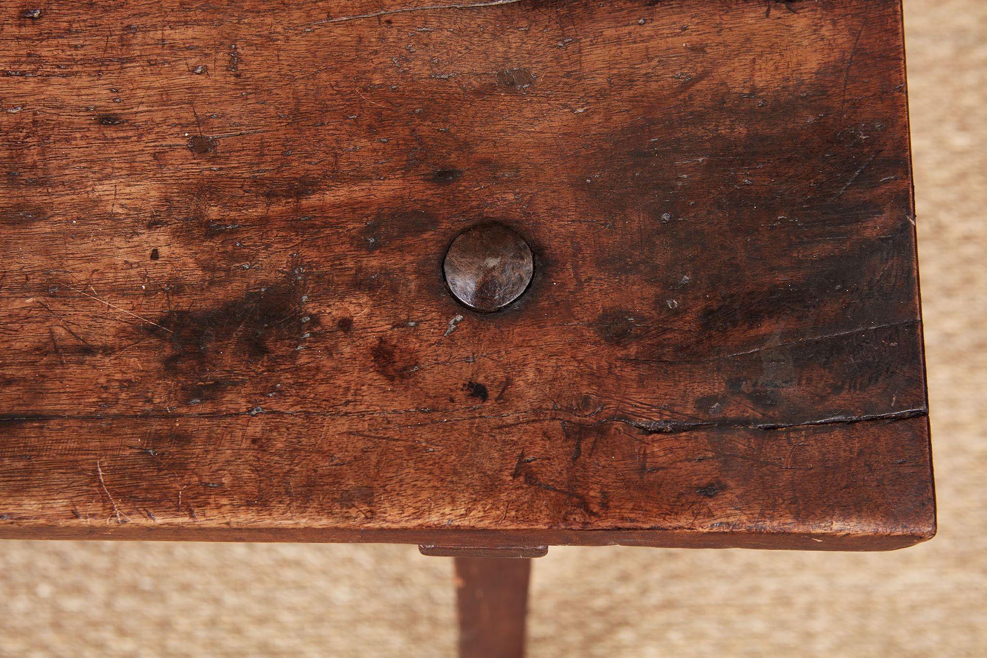 Baroque Late 17th c. Italian Walnut Side Table with Scalloped Front For Sale