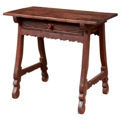 Antique Late 17th c. Italian Walnut Side Table with Scalloped Front