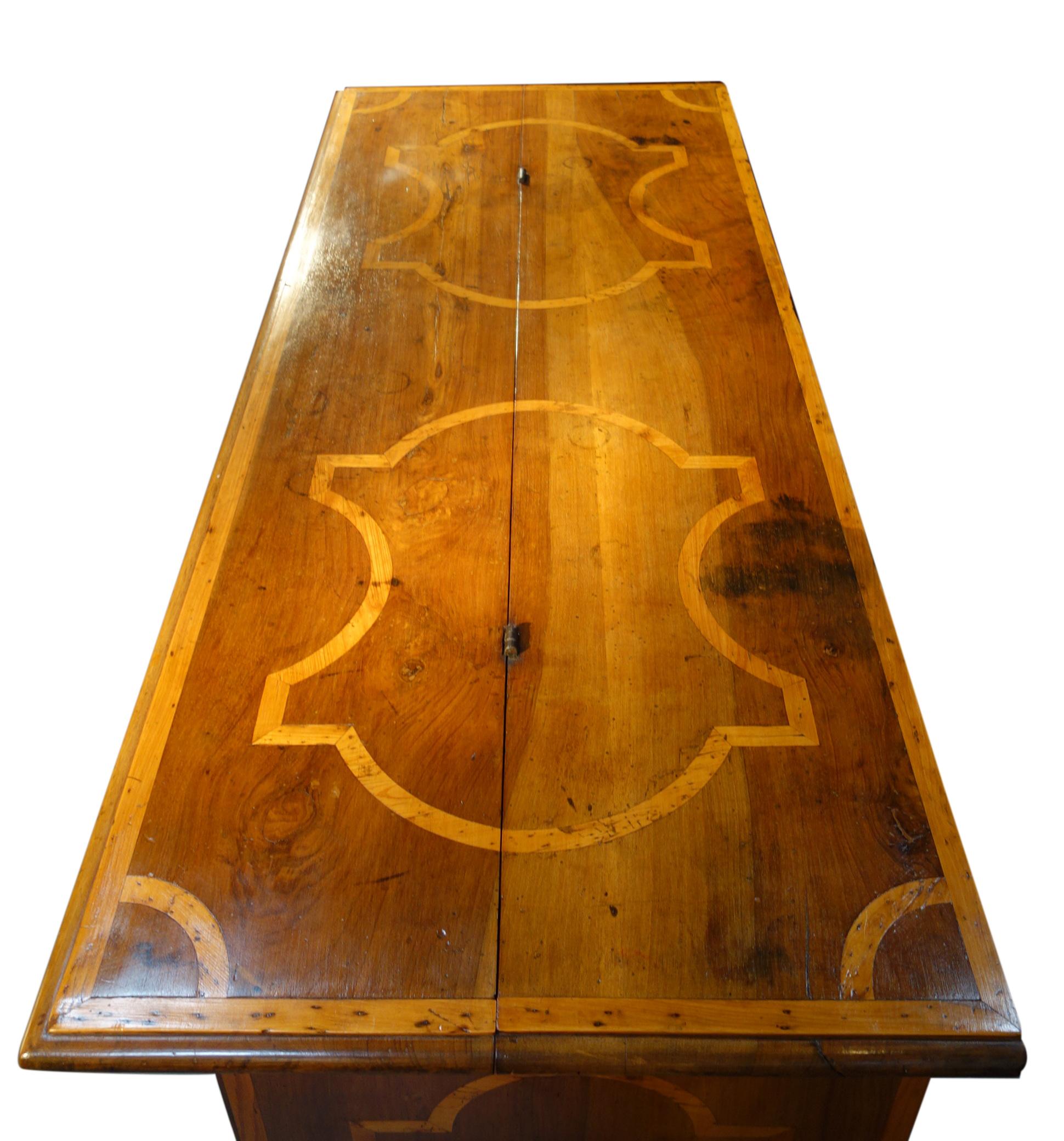 Late 17th C Louis XIV Italian Walnut Scrittorio Con Scarabattolo, Burl & Inlay For Sale 5