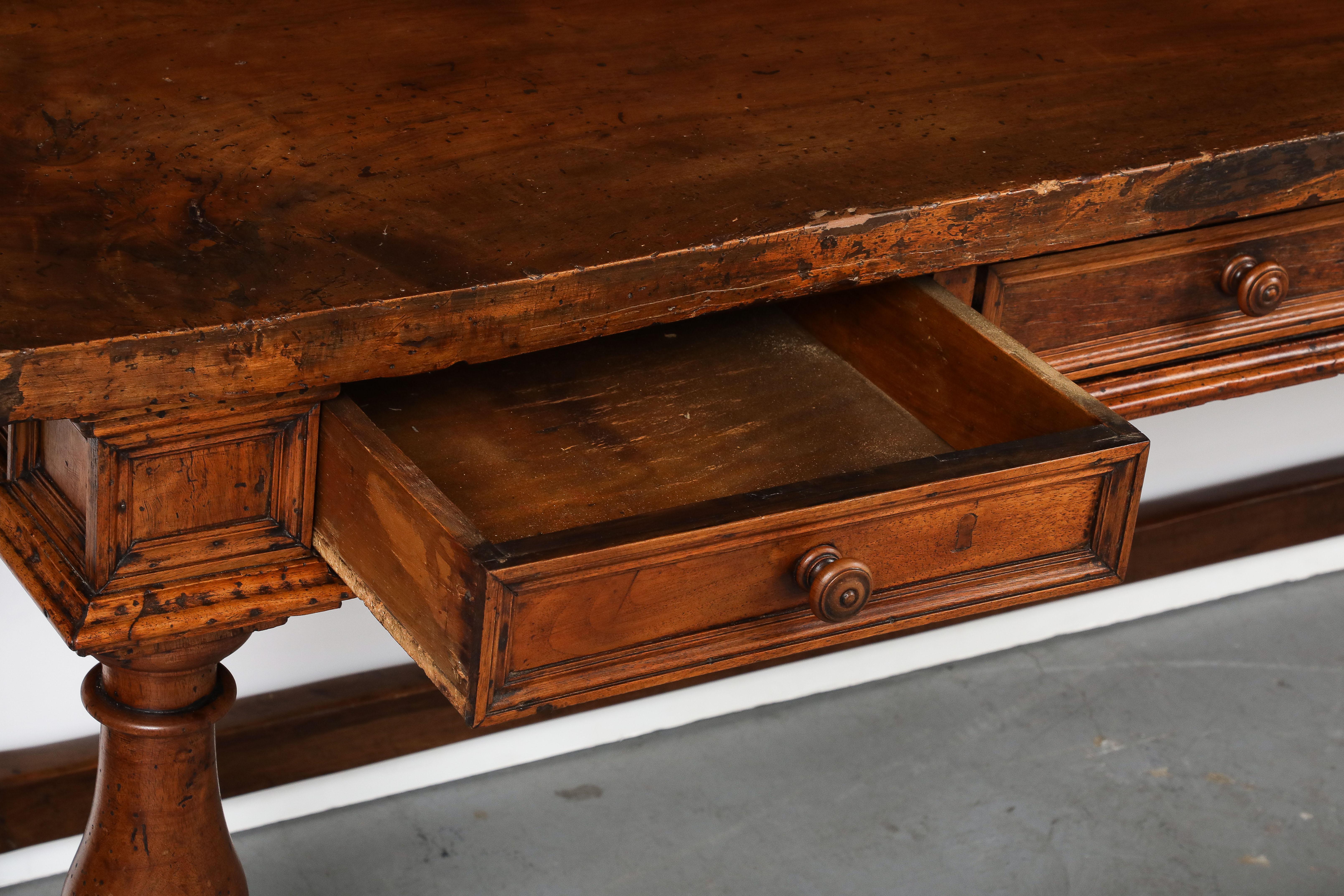 Late 17th C. Tuscan Walnut Console Table, Italy For Sale 9