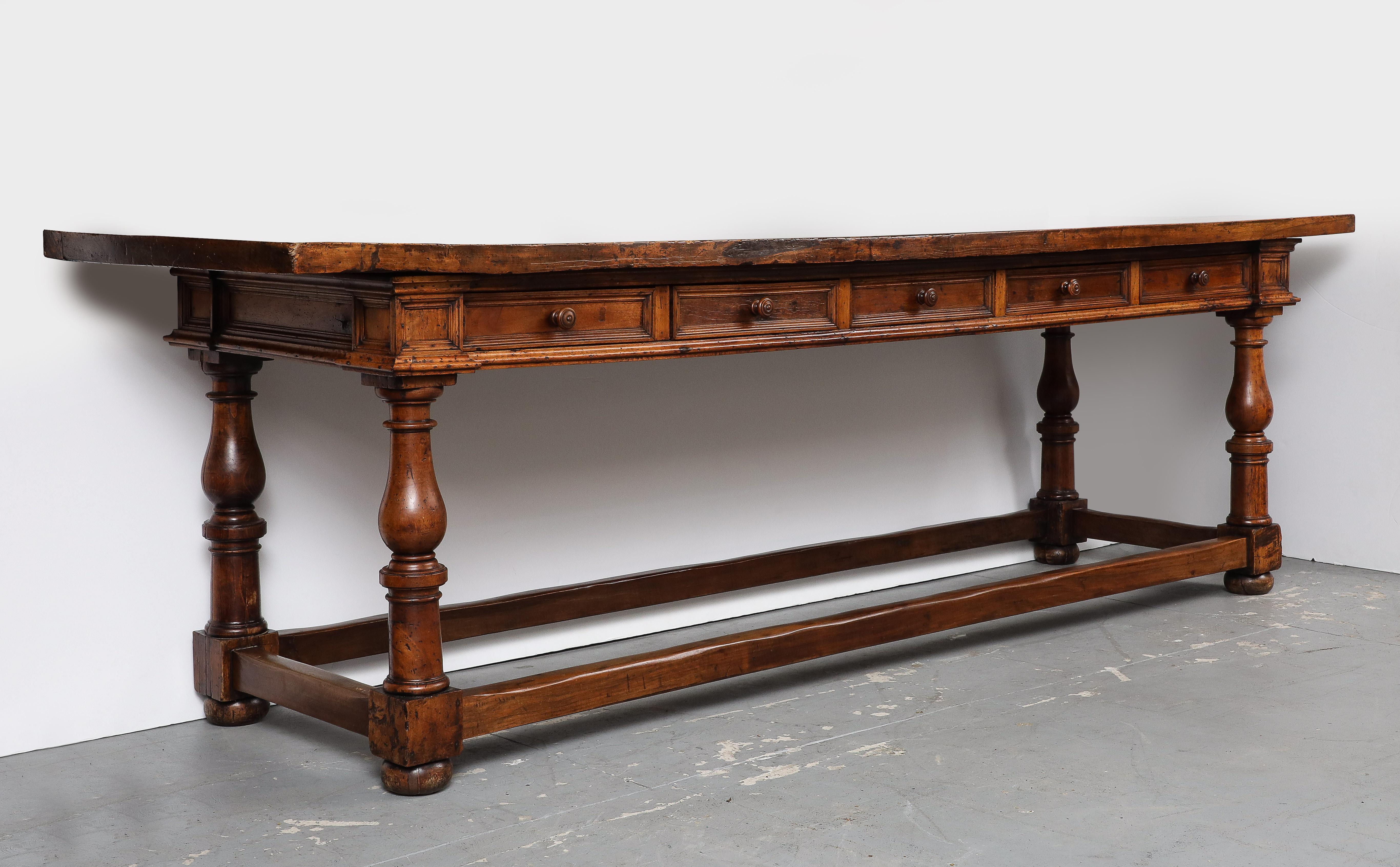 Renaissance Late 17th C. Tuscan Walnut Console Table, Italy For Sale