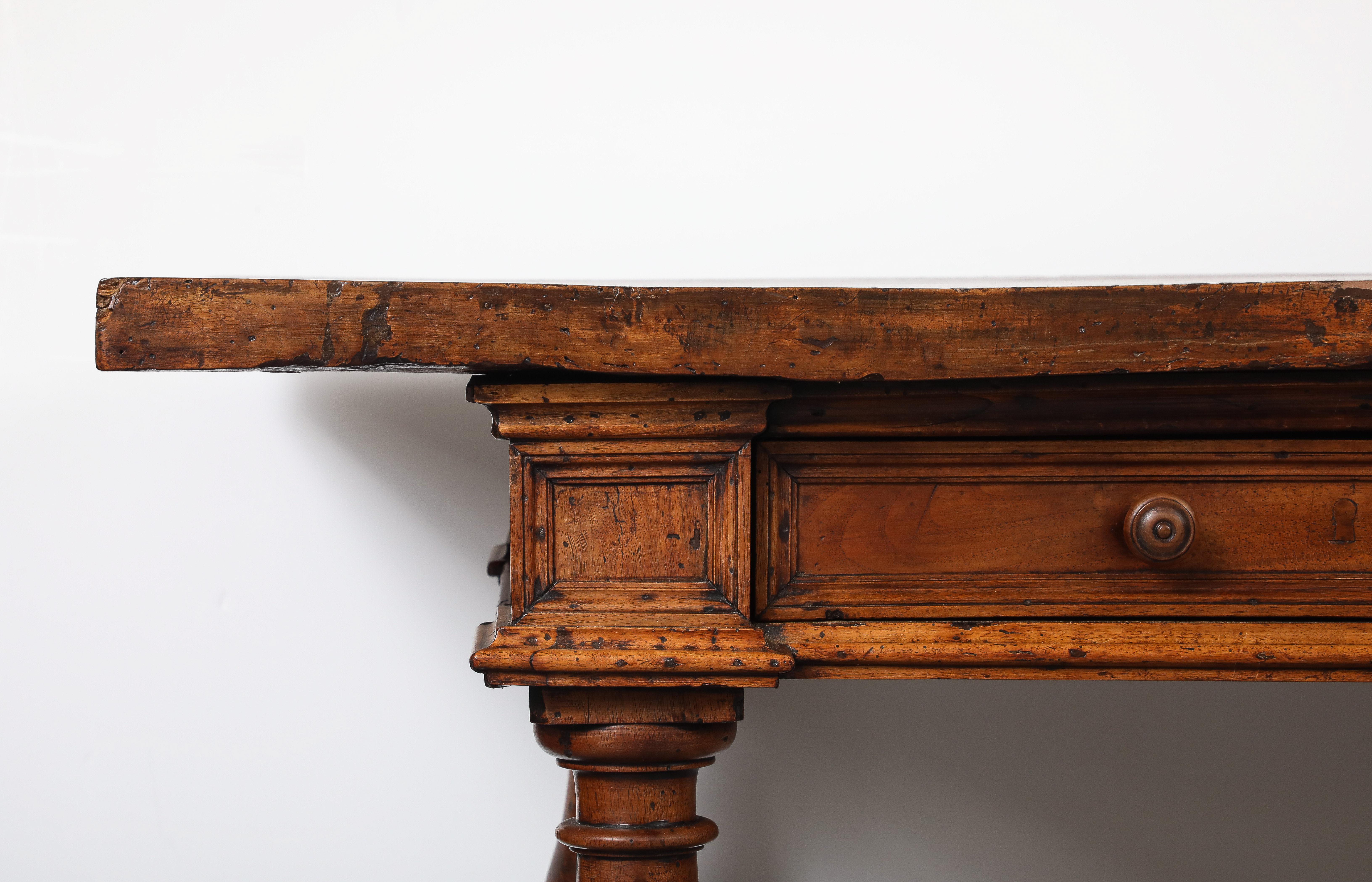 Italian Late 17th C. Tuscan Walnut Console Table, Italy For Sale