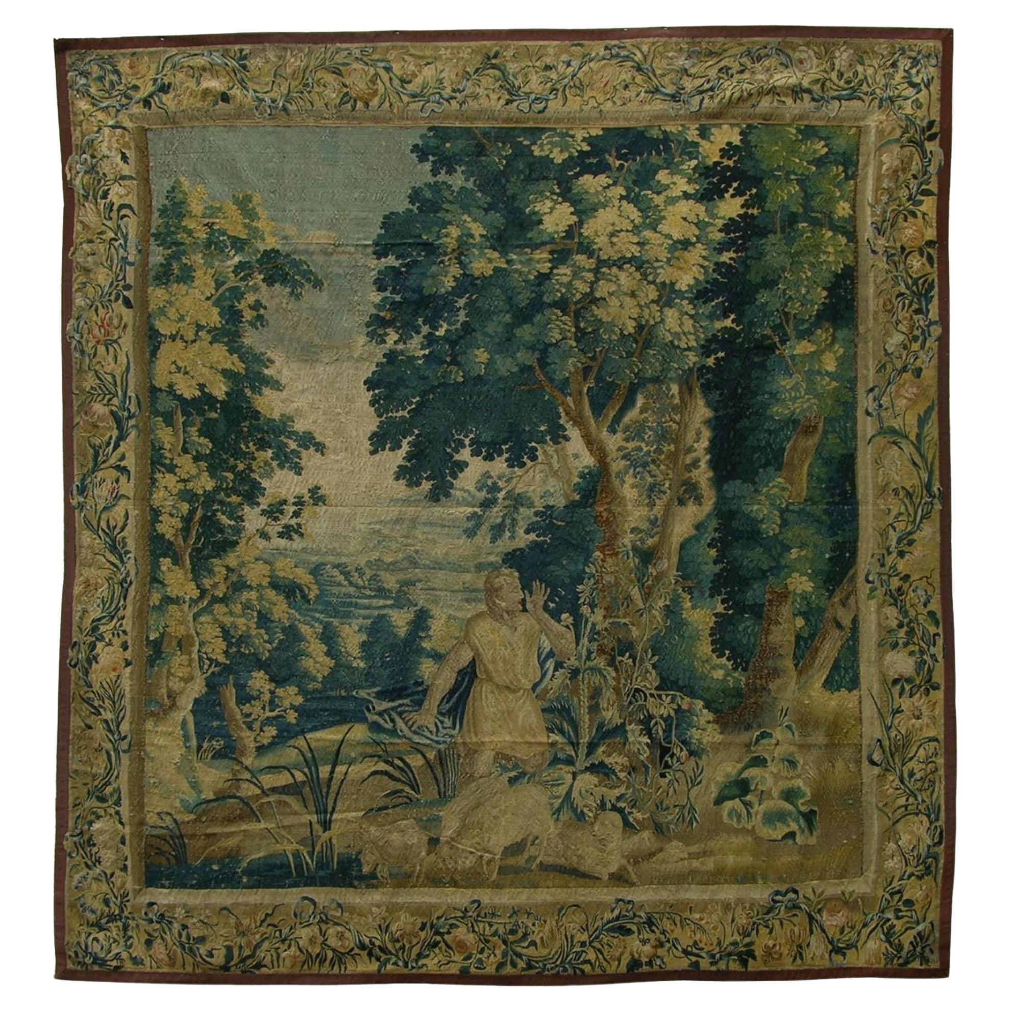 Fin du 17e siècle Tapisserie ancienne de Bruxelles 8'10" X 9'7" en vente