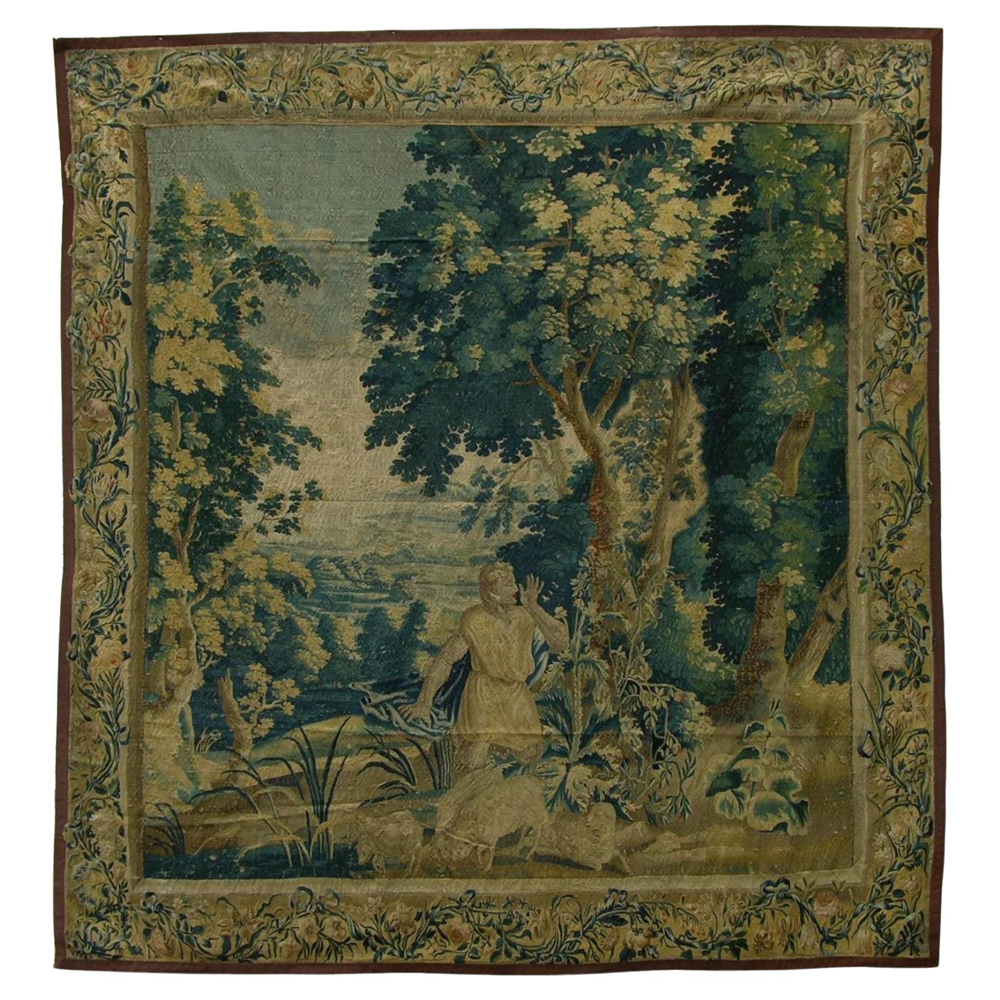 Late 17th Century Antique Brussels Tapestry 8'10" X 9'7" For Sale