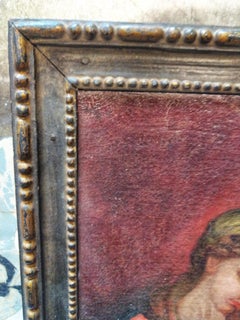 Late 17th Century Baroque Oil on Canvas the Virgin and Jesus
