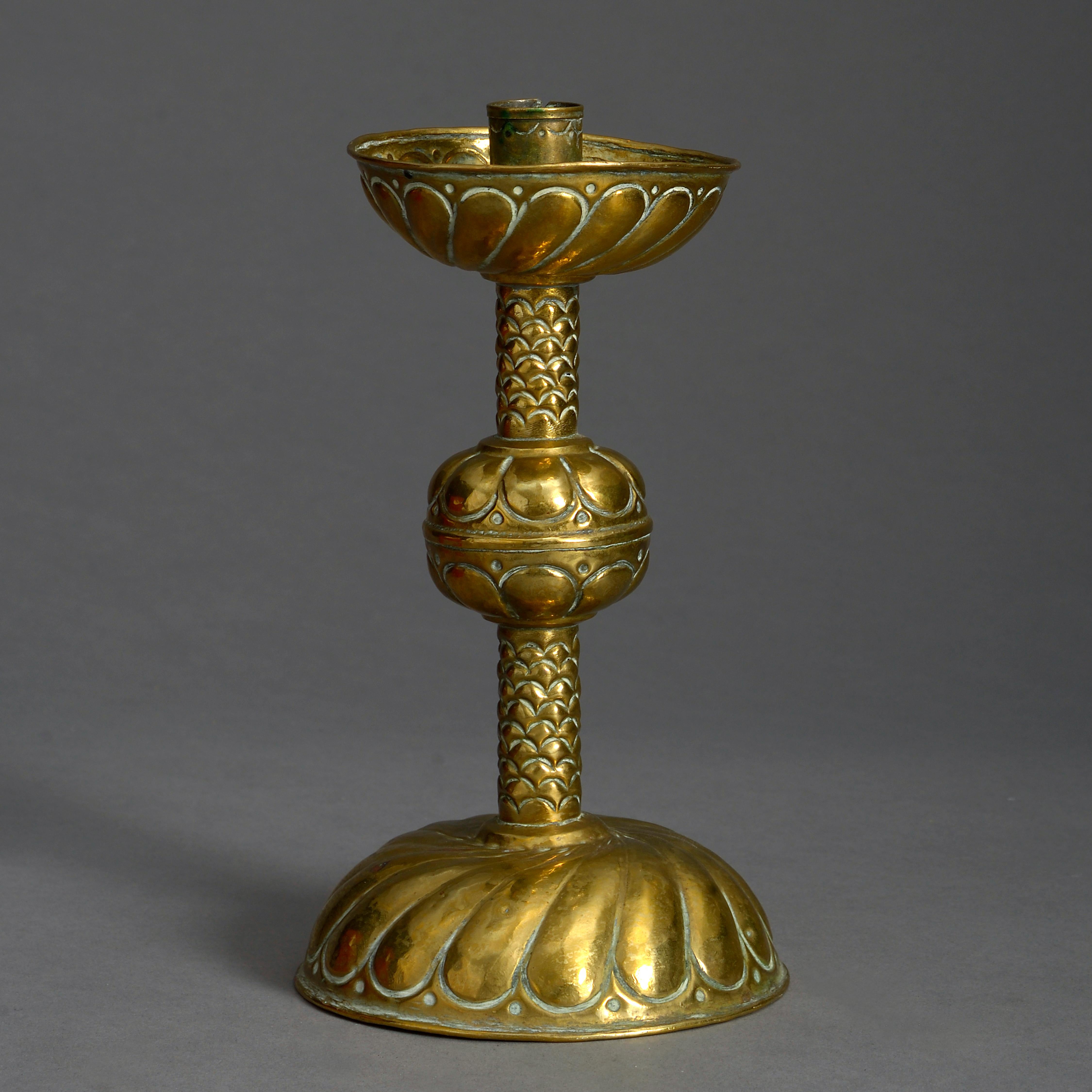 William and Mary Late 17th Century Brass Candlestick