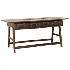 Antique Late 17th C. Brazilian Peroba Wood Console Table w/Drawers & Sawhorse Style Legs