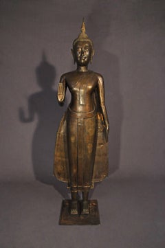 Late 17th Century, Bronze Buddha in Abhaya Mudra, Art of Thailand