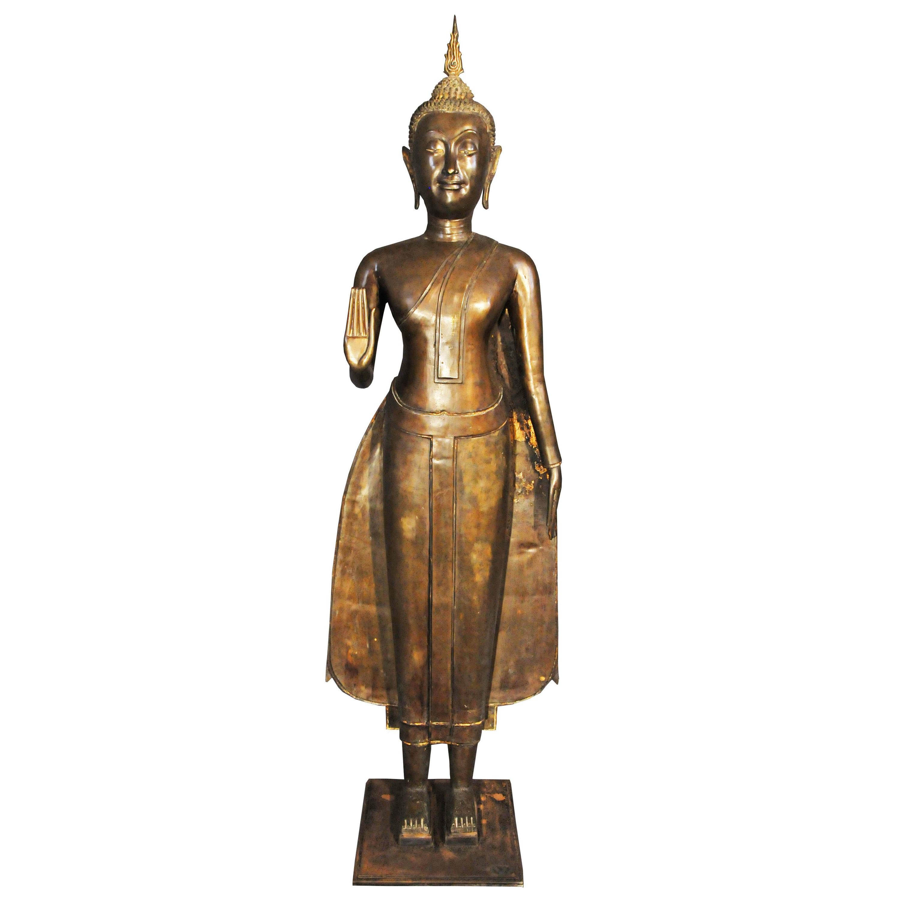 Late 17th Century, Bronze Buddha in Abhaya Mudra, Art of Thailand For Sale