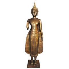 Late 17th Century, Bronze Buddha in Abhaya Mudra, Art of Thailand