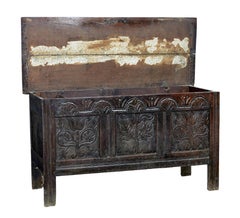 Late 17th Century Carved Oak Coffer