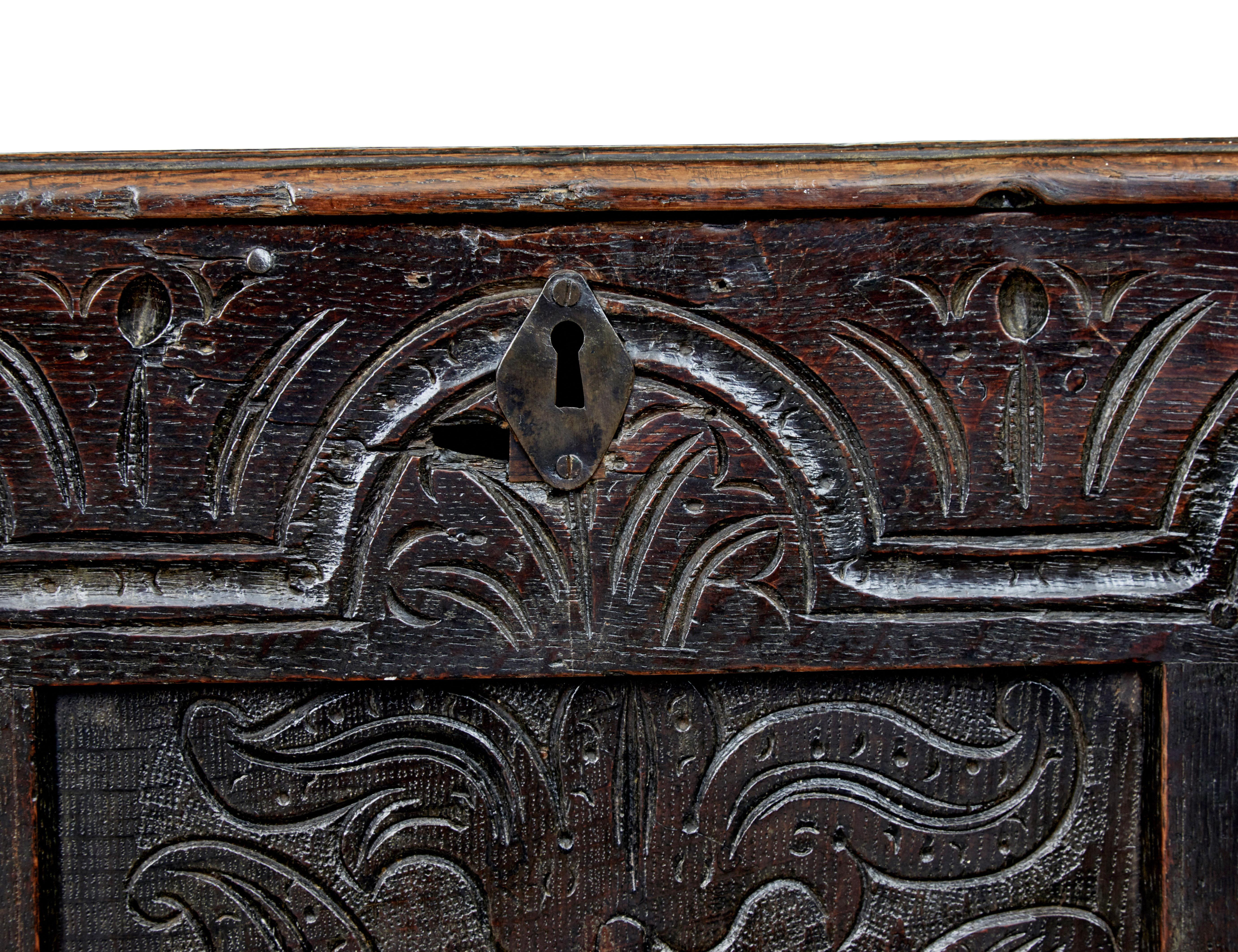 Late 17th Century Carved Oak Coffer 1