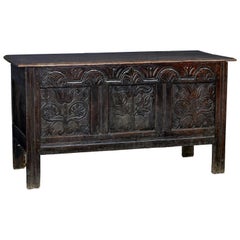 Antique Late 17th Century Carved Oak Coffer