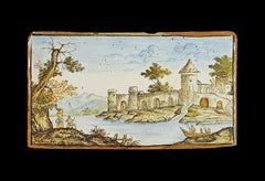 LATE 17th CENTURY CASTLES MAJOLICA PLAQUE