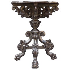 Late 17th Century Console Shelf Louis XIV Wood Carved Silvered Tripod, 1690s
